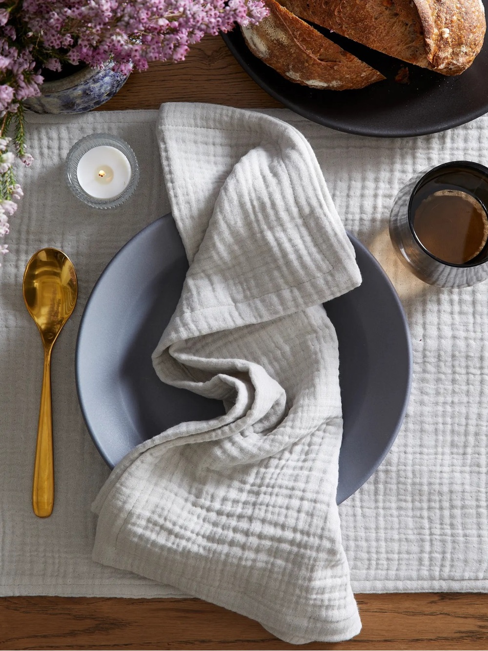 NWT QUINCE Organic Cotton Gauze Napkins Light Grey 3097